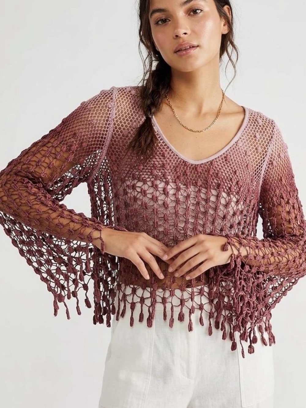 Free People Y2K mesh netted top